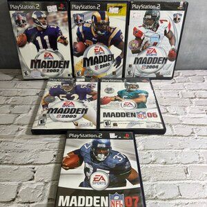 Lot of 6 PS2 PlayStation 2, Madden NFL DVD Games 2002-2007